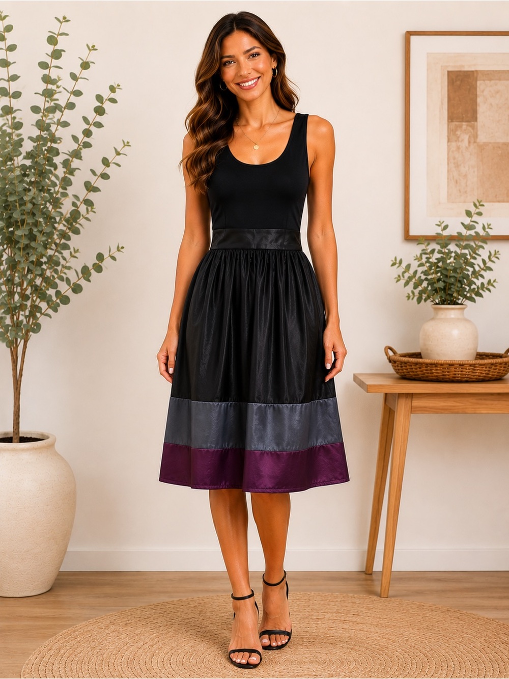 Fashion Magazine Color Block Fit & Flare Dress S